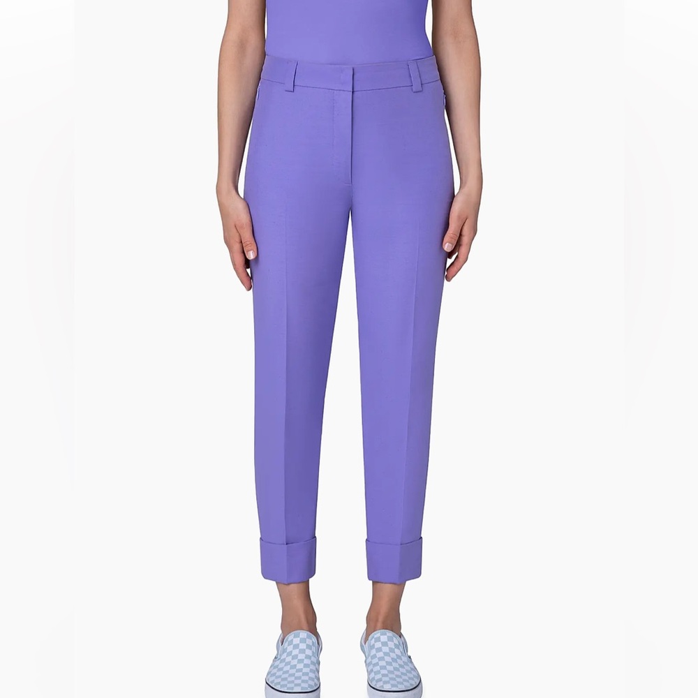 Akris Maxima Silk Blend Cuffed Crop Pant Size 10